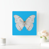 Horloge Carrée Papillon blanc précoce (Maison)