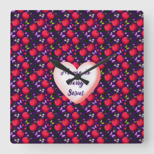 Horloge Carrée Papillon Cerise Mignon personnalisé et sur mesure