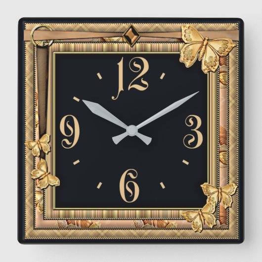 Horloge Carrée Papillon décoratif (Recto)