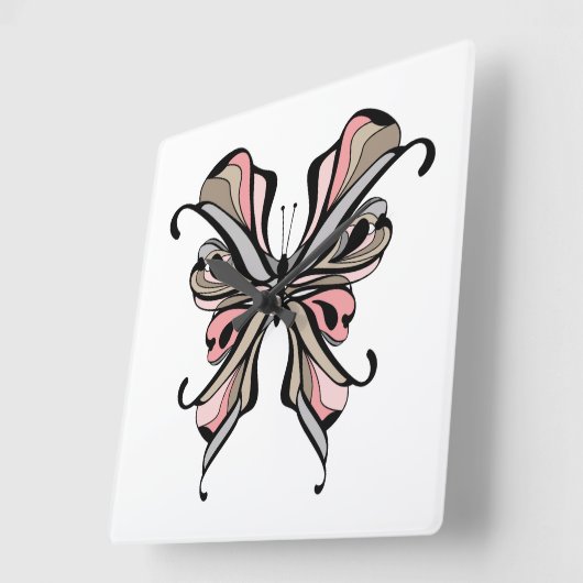 Horloge Carrée Papillon d'ouverture (Angle)