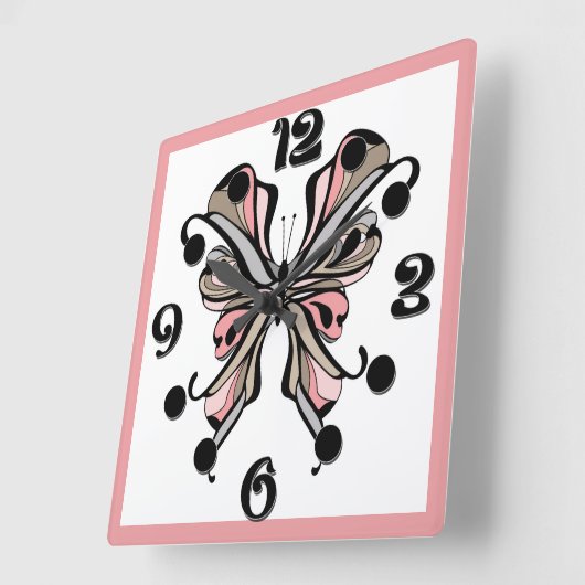 Horloge Carrée Papillon d'ouverture (Angle)