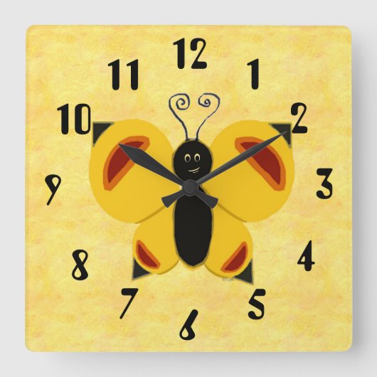 Horloge Carrée Papillon fantaisie (Recto)