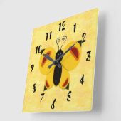 Horloge Carrée Papillon fantaisie (Angle)