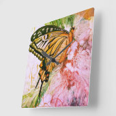 Horloge Carrée Papillon gras (Angle)