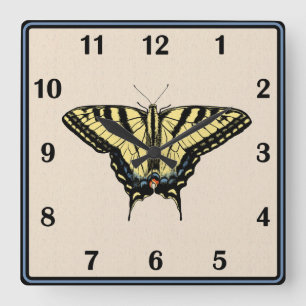 Horloge Carrée Papillon jaune du sud-ouest Papillon à queue swall