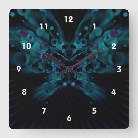 Horloge Carrée Papillon mousseux (Recto)