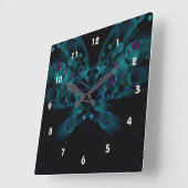 Horloge Carrée Papillon mousseux (Angle)