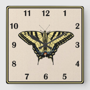 Horloge Carrée Papillon Southwestern jaune Swallowtail
