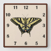 Horloge Carrée Papillon Southwestern jaune Swallowtail (Recto)