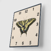 Horloge Carrée Papillon Southwestern jaune Swallowtail (Angle)