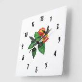 Horloge Carrée Papillon Zebra sur Lantanas (Angle)