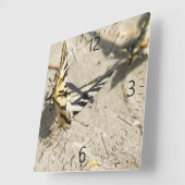 Horloge Carrée Papillons (Angle)