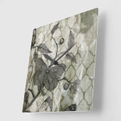 Horloge Carrée Papillons Arabesques I (Angle)