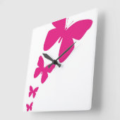 Horloge Carrée Papillons comburants (Angle)