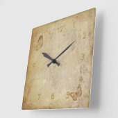 Horloge Carrée Papillons vintages (Angle)