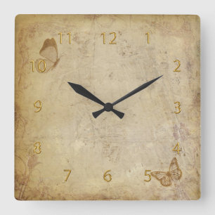 Horloge Carrée Papillons vintages