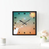 Horloge Carrée Papillons volant vers le Sun (Maison)