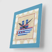 Horloge Carrée Paquebot avec le propulseur et les cheminées (Angle)