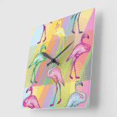 Horloge Carrée Parade Flamant rose (Angle)