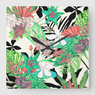 Horloge Carrée Paradis floral II