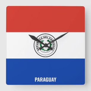 Horloge Carrée Paraguay National Drapeau Patriotique 