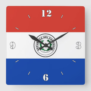 Horloge Carrée Paraguay National Drapeau Patriotique