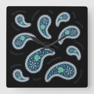 Horloge Carrée Paramecia Paisley Biologie des protozoaires Scienc