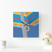 Horloge Carrée Parapluie de plage en bande (Maison)