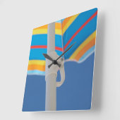 Horloge Carrée Parapluie de plage en bande (Angle)