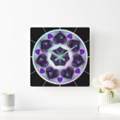 Horloge Carrée Parapluie violet & coeurs .7 (Maison)