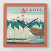 Horloge Carrée Parc national de l'Acadie, Maine | Voilier & Balei (Recto)