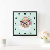 Horloge Carrée Parcelle paisible méditant tranquillement sur un n (Maison)