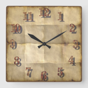 Horloge Carrée Parchment paper clock