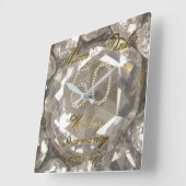 Horloge Carrée Parents 60e anniversaire Diamond Mariage 2017 (Angle)