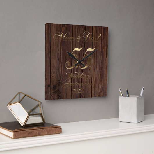 Horloge Carrée Parents du 55e anniversaire du Mariage émérite 202 (Bureau)