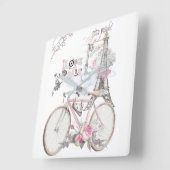 Horloge Carrée Paris dans le cru rose (Angle)