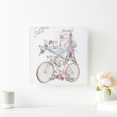 Horloge Carrée Paris dans le cru rose (Maison)