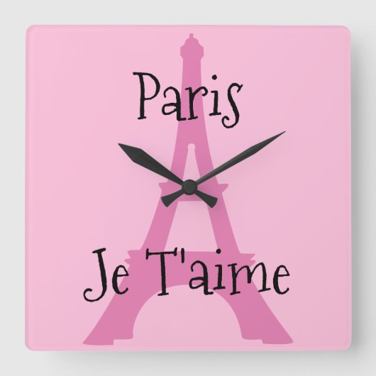 Horloge Carrée Paris Je t'aime (Recto)