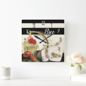 Horloge Carrée Paris Parfum Rose talons et bâton à lèvres (Maison)