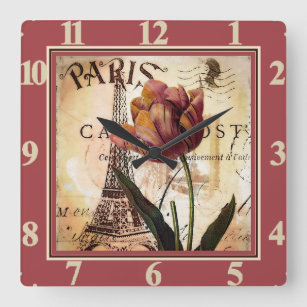Horloge Carrée Paris tulip