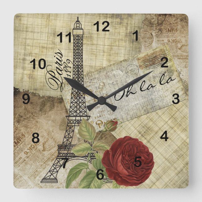 Horloge Carrée Paris vintage (Front)