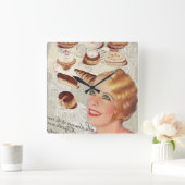Horloge Carrée parisien bakery cupcake pastry cookike cupcake (Maison)