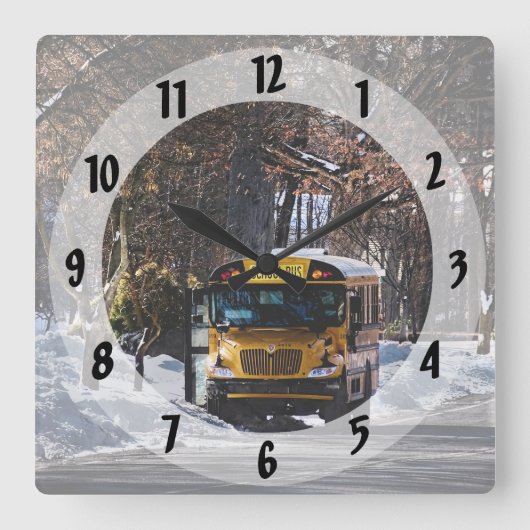 Horloge Carrée Parked School Bus (Recto)