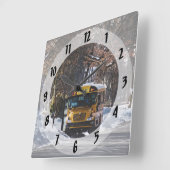 Horloge Carrée Parked School Bus (Angle)