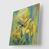 Horloge Carrée Parmi les jonquilles (Angle)