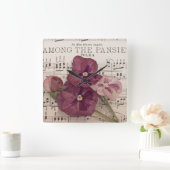 Horloge Carrée Parmi Les Pansies (Maison)