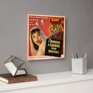 Horloge Carrée Parodie d'écureuil de l'espace extra-atmosphérique