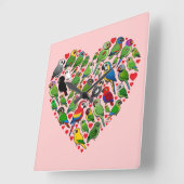 Horloge Carrée Parrot Heart (Angle)
