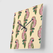 Horloge Carrée Parrots de Zentangle (Angle)