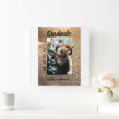 Horloge Carrée Parties scintillant d'or photo graduation ajouter  (Maison)